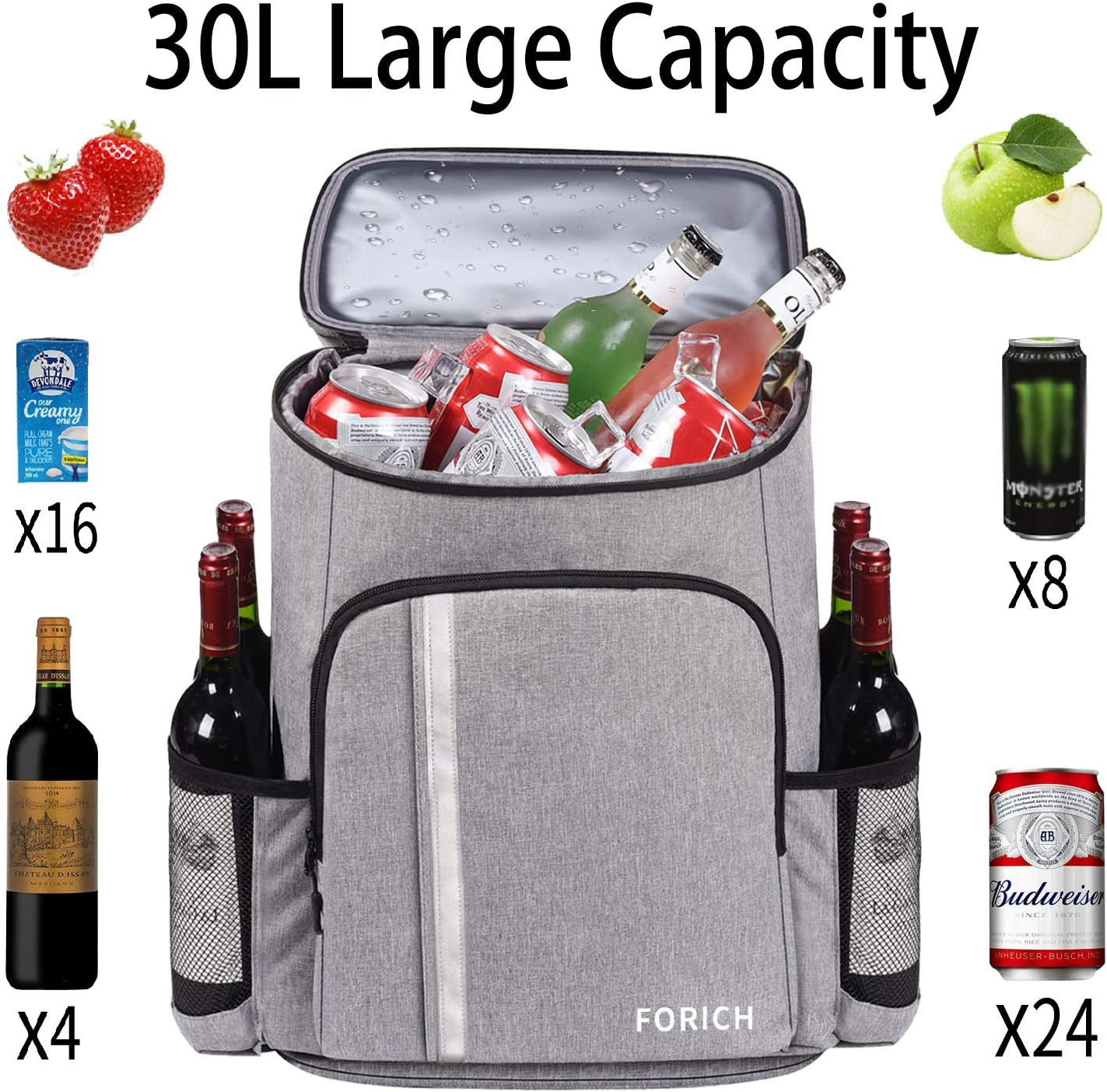 Premium Leakproof Insulated Backpack Cooler - Lightweight Waterproof Design for Beach, Picnics, Camping & Hiking - Holds 30 Cans