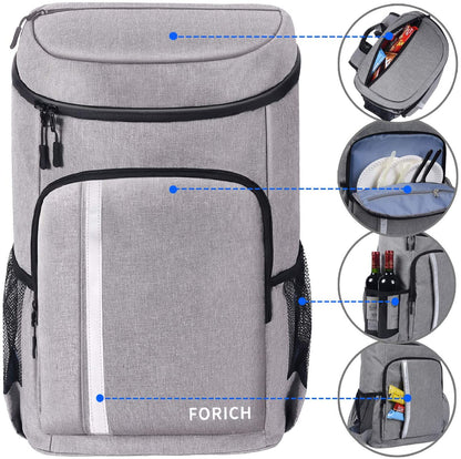 Premium Leakproof Insulated Backpack Cooler - Lightweight Waterproof Design for Beach, Picnics, Camping & Hiking - Holds 30 Cans